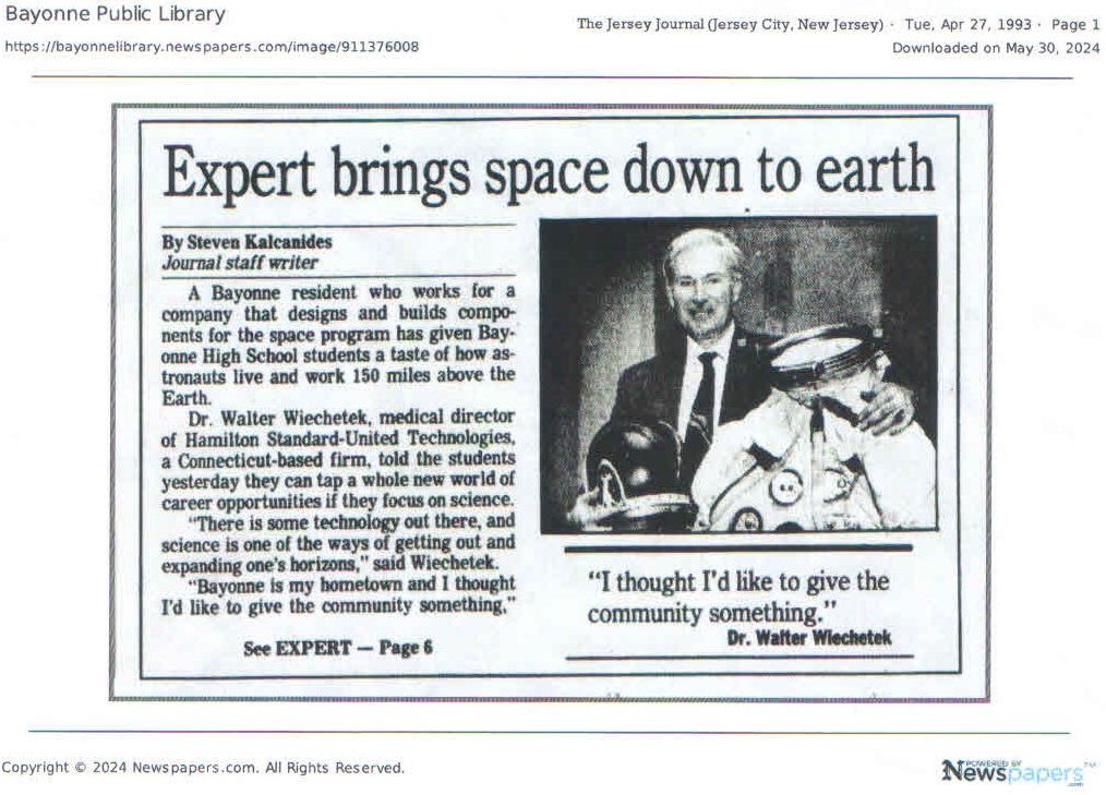 Time Capsule: April 27, 1993 “Expert brings Space down to earth”